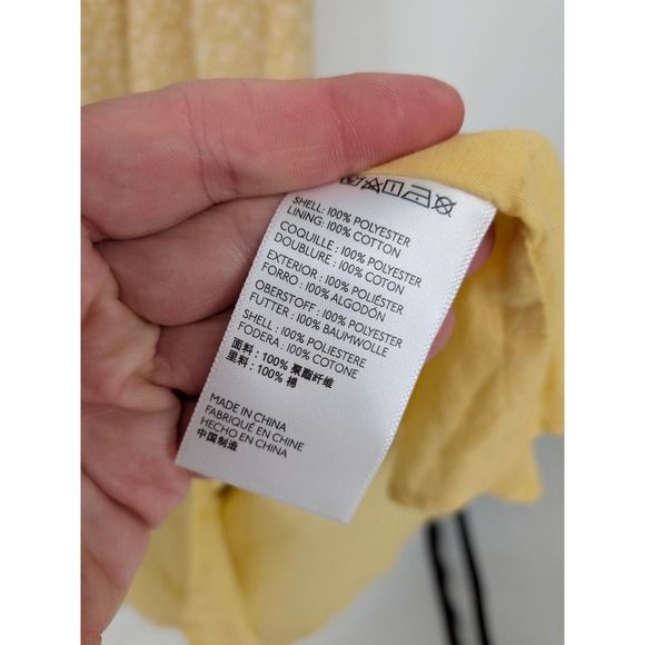 Urban Outfitters Midi Dress Women XS Yellow Floral Smocked Puff Sleeve Milkmaid - Picture 5 of 10